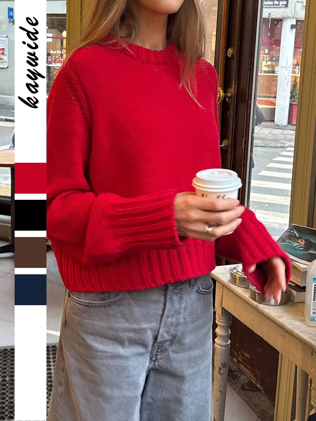 Kaikuo transfronterizo suéter de lana de color sólido de Europa y Estados Unidos básico de ropa de mujer otoño y invierno 2025 estación independiente de Amazon