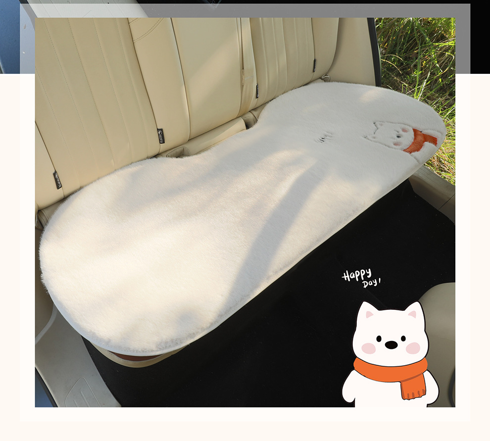 Winter Plush Car Seat Cushion Cartoon Embroidery Car Interior Accessories High-End Car Supplies Car Seat Cushion Warm