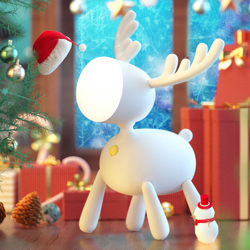 覓鹿夜燈一鹿有你小鹿檯燈卡通麋鹿燈兒童閱讀燈床頭燈聖誕節禮物