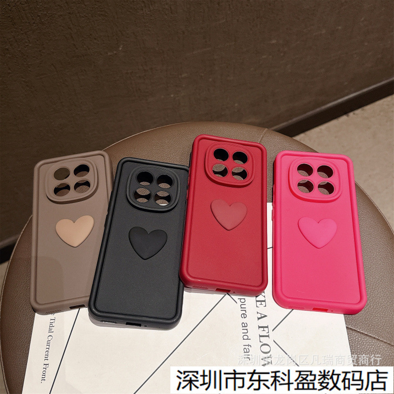 Three-Dimensional Heart Mobile Phone Case Suitable for Redmi Note14Pro/13Pro5G Simple Anti-Fall 13C/14C Protective Cover