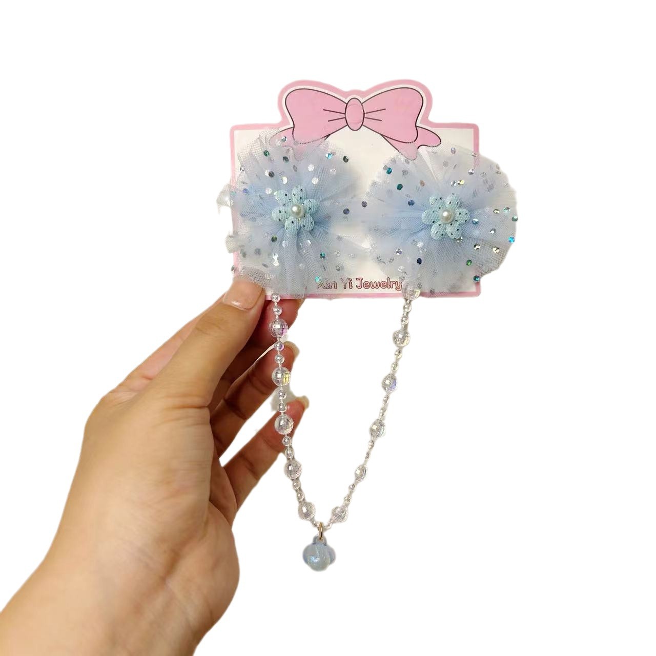 Flores de malla para niños nuevas tarjetas de cabello de niña super inmortal bebé trenzado cadena de cabello adornamiento de cabello estilo chino clip de ropa Han