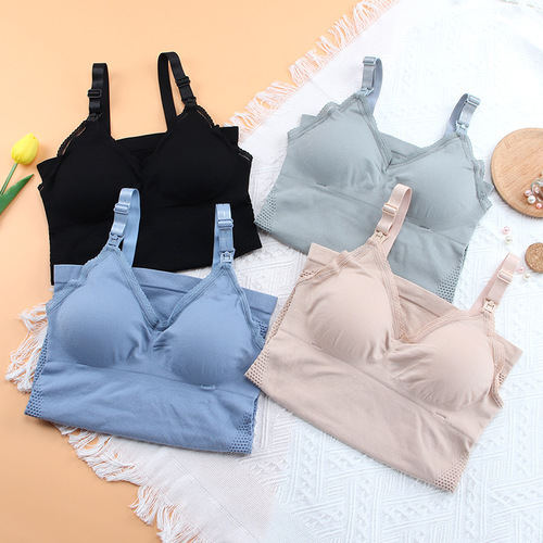 Breastfeeding vest without rims, open button mommy breastfeeding underwear, postpartum waist and abdomen push-up maternity bra for women
