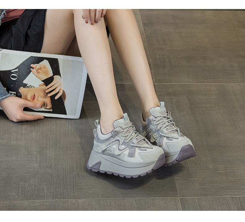 Giày sneaker nữ đế dày phong cách retro cổ điển — 5028 da tím, 5028 da vàng, 5028 da xám, 5028 da đỏ chi tiết 12