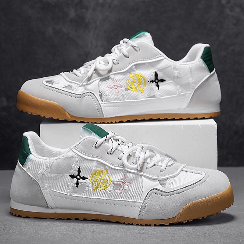 Zapatos casuales de entrenamiento alemán para hombres, zapatos deportivos de verano 2025, cordones dobles para hombres, estilo universitario plano, zapatos de moda de todo fósforo para hombres