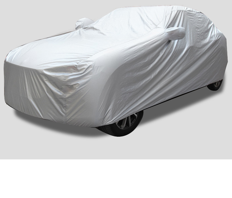 Cross-Border Car Cover 190t Silver-Coated Fabric Black Car Cover Rainproof Sunproof Polyester with Reflective Strips Car Cover
