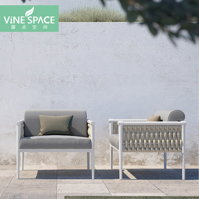 outdoors balcony sofa leisure time villa courtyard Single Rattan outdoor Terrace Garden Northern Europe design Soft loading furniture