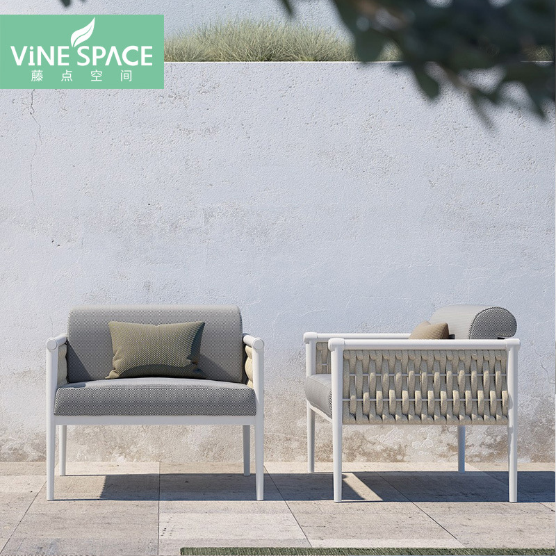 outdoors balcony sofa leisure time villa courtyard Single Rattan outdoor Terrace Garden Northern Europe design Soft loading furniture