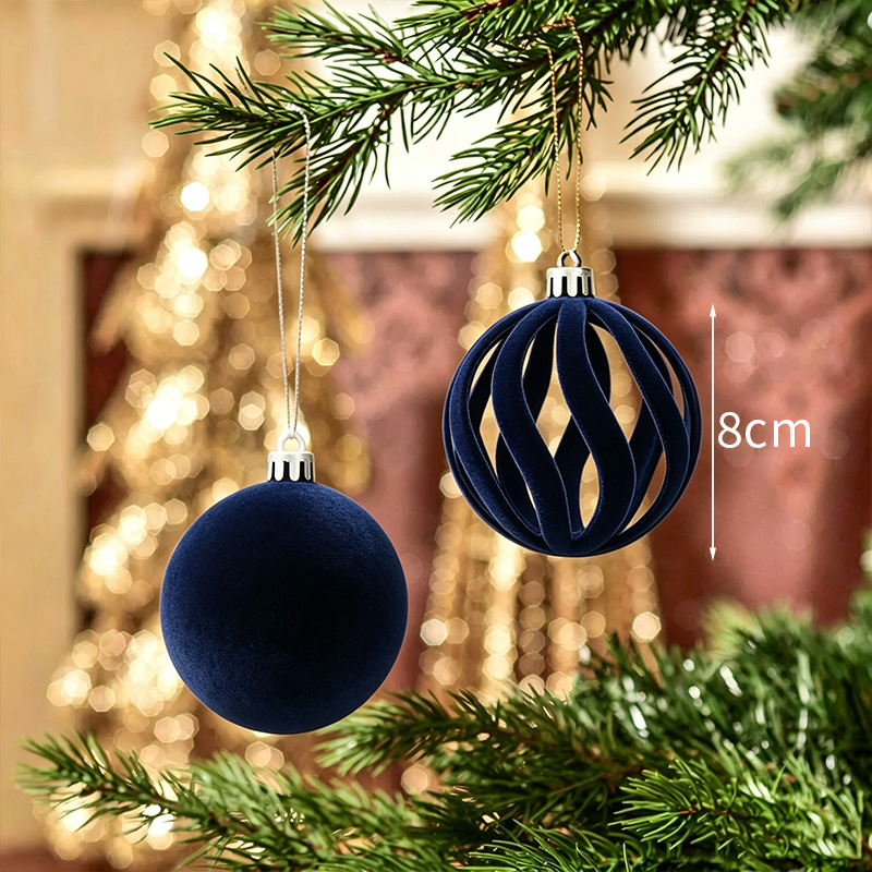 Bolas de Navidad flocado bolas de Navidad bolas de decoración de Navidad 8cm bolas de Navidad decoración de árbol de Navidad colgante decoración de Navidad image 4