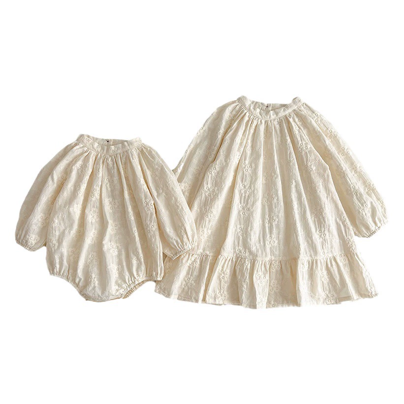 Южная Корея Детская одежда Элегантное платье для девочек с французской вышивкой Платье принцессы Детская сумка для девочек Пердежная одежда Одежда для скалолазания Одежда для сестер