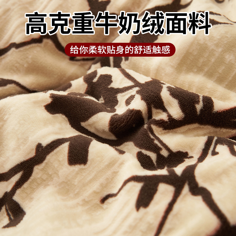 Luz de lujo tallado de leche de seda de cuatro piezas en invierno engrosado cálido coral edredón sábanas de peluche de tres piezas