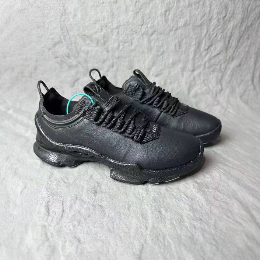 莆田纯原爱家新款男鞋透气牛皮跑步鞋系带休闲运动鞋黑色跑步鞋