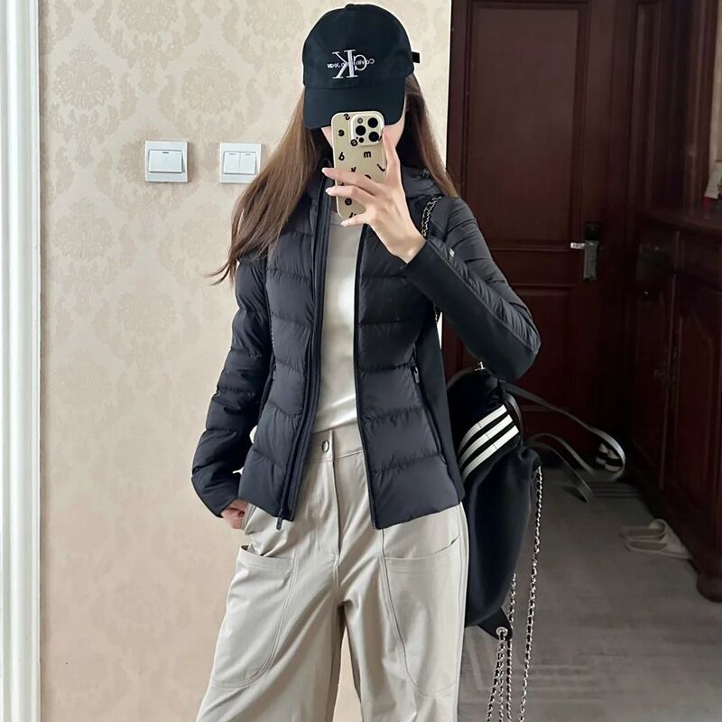 Black Lightweight down Jacket for Women, Autumn and Winter 2025 New Slim Fit Warm Inner Liner Short Coat for Petite Figures
