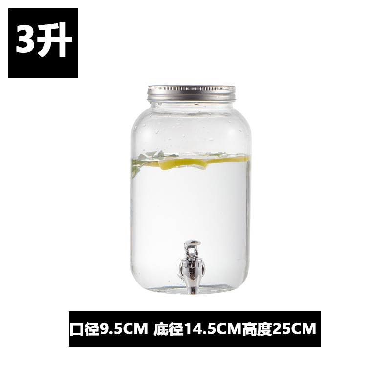 Frasco de vidrio con grifo Cola cubo fruta té jugo cóctel tarro vino barril enzima hervidor frío gran capacidad hogar