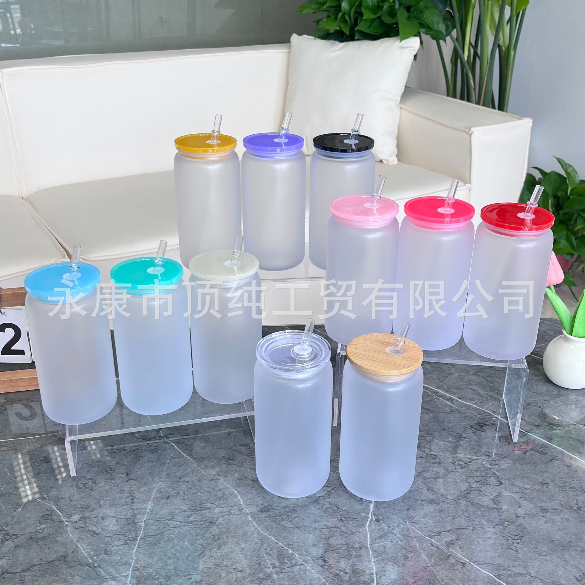 2024 estilo explosivo 16oz taza de paja de plástico protección del medio ambiente jelly acrílico color mason taza de plástico al por mayor