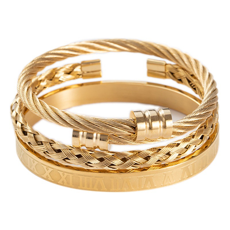 Traje de pulsera de acero de titanio tejido de Cabeza Cuadrada cilíndrica de acero inoxidable digital romano de la vendimia de los hombres vendedores calientes transfronterizos