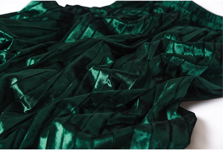 Abbigliamento donna gonna in velluto a rombi a cinque colori gonna a pieghe a fisarmonica lucida per donna lunghezza media autunno e inverno 2024_voghion.com