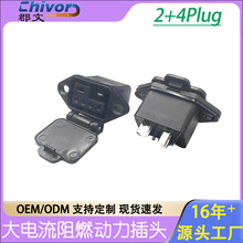 定制2+4新國標45A插座鋰電池充電接口星恆雅迪愛瑪電動車品字插頭