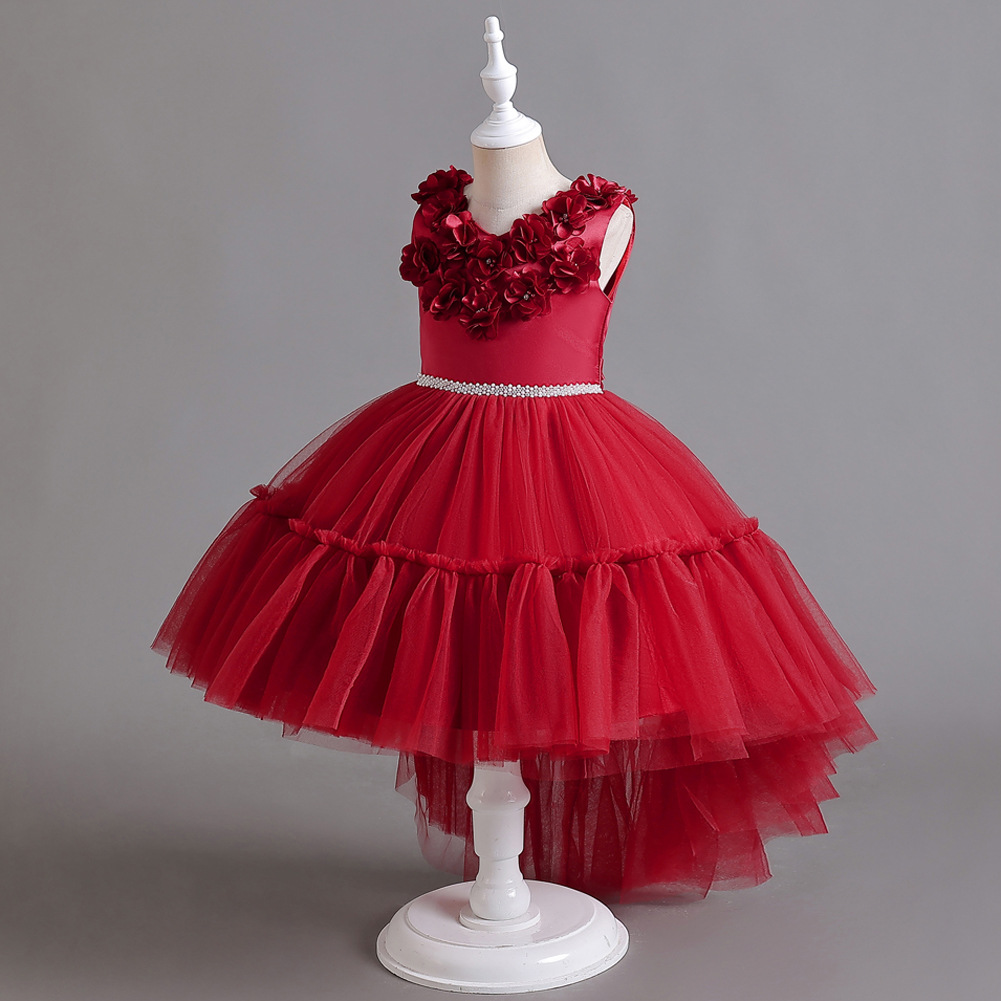 Nuevo vestido para niños vestido de princesa de malla sin mangas niñas pequeñas y medianas vestido de boda de pasarela vestido de noche ropa de Navidad