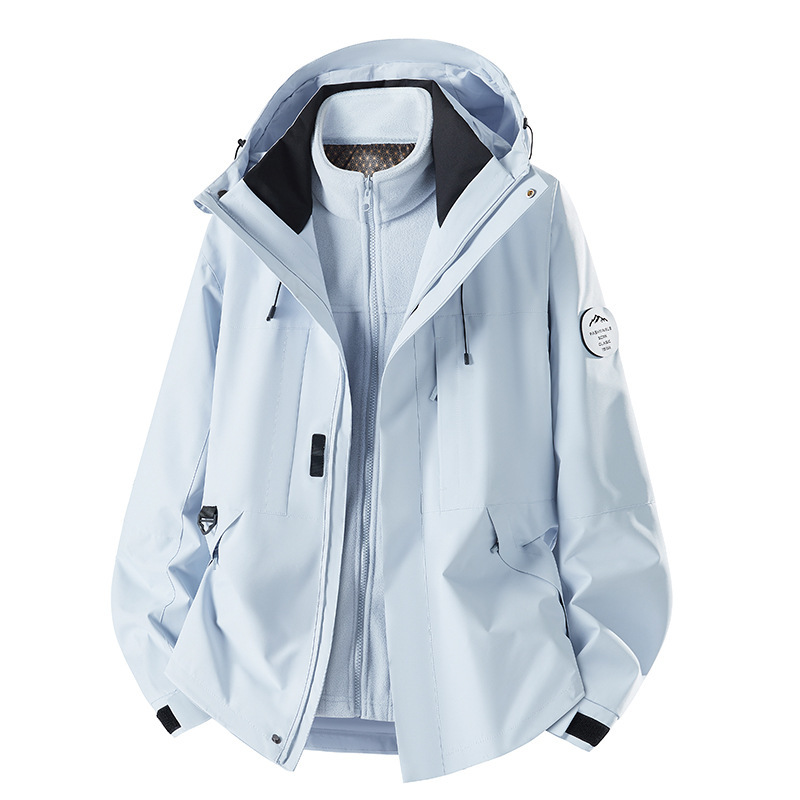 Autumn Outdoor Water-Repellent Men's and Women's Three-In-One Mink Velvet Jacket Classy Windproof and Waterproof Large Size Logo Jacket