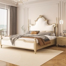 美式轻奢实木床欧式现代简约法式奶油风公主床欧式主卧大床双人床