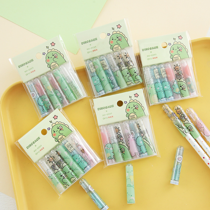 Dinosaurio pequeño fresco y transparente tapa de lápiz dibujos animados lindo puerco puerta permanente pequeño bolígrafo cubierto extensor de bolígrafo papelería