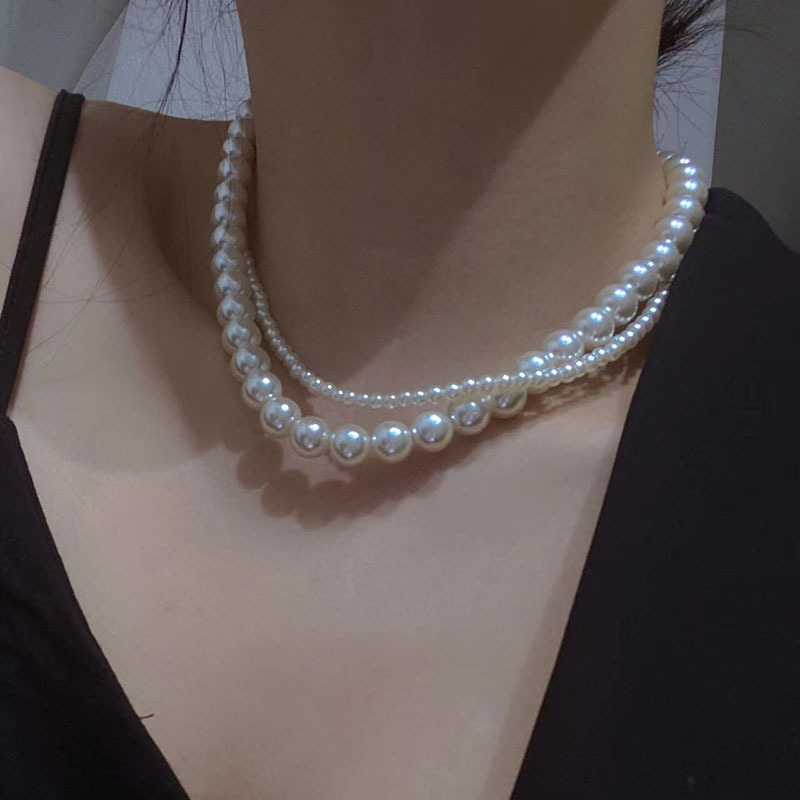Elegant Geometrisch Künstliche Perle Perlen Frau Geschichtete Halskette display picture 1