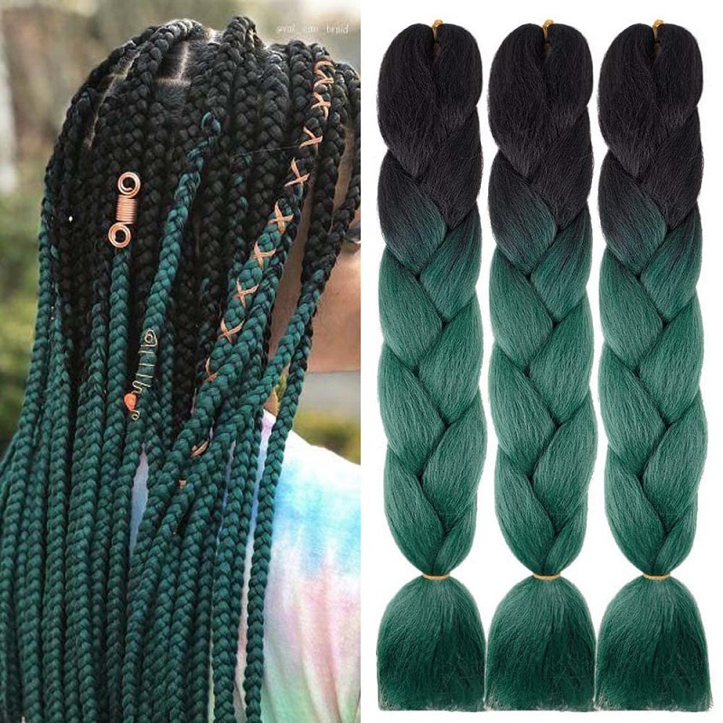 Gran trenza color peluca africana jumbo braid hair gradiente de fibra química trenza de seda de alta temperatura sucia