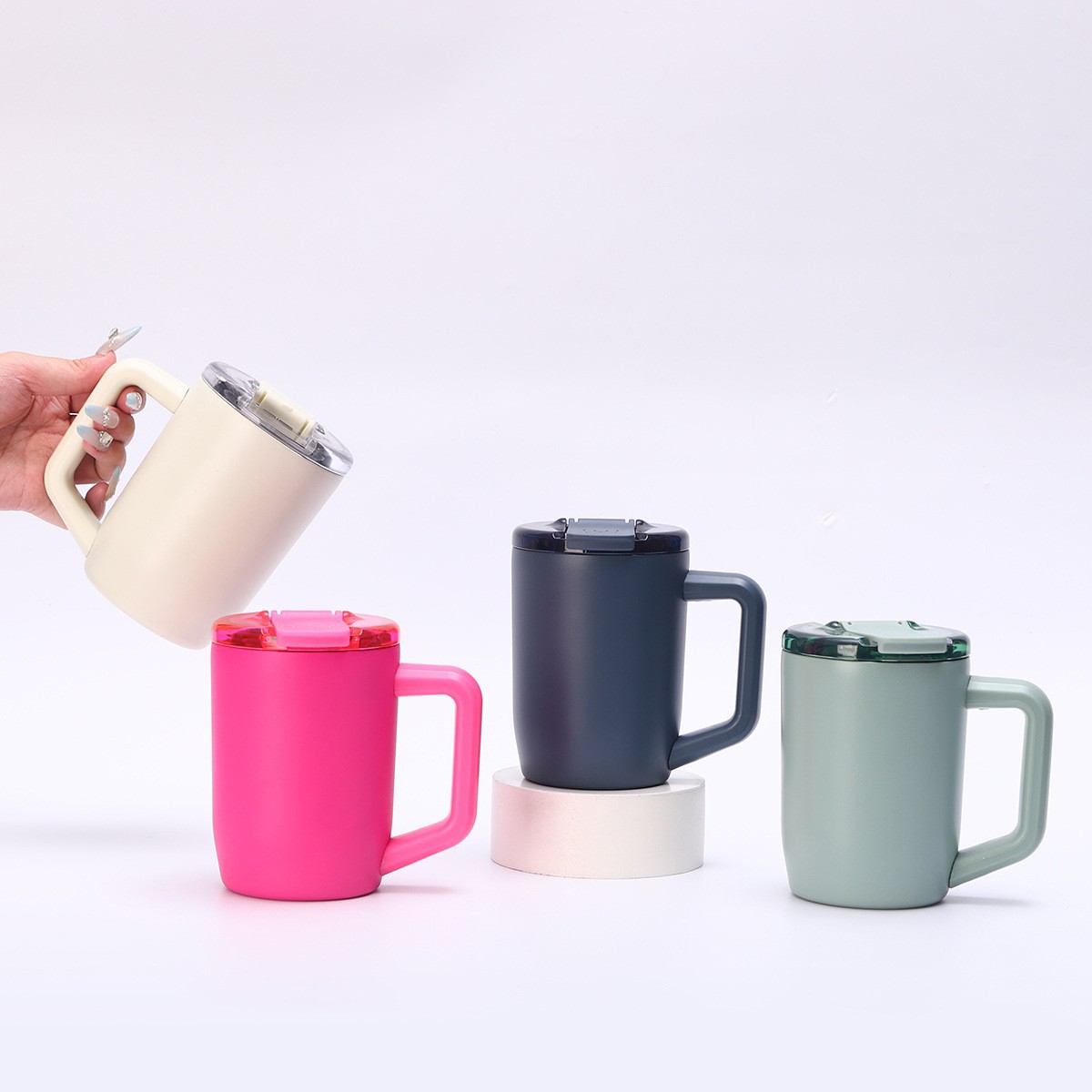 Nuevos productos transfronterizos de acero inoxidable 15oz taza de mango taza de oficina de negocios portátil taza de café taza de café taza