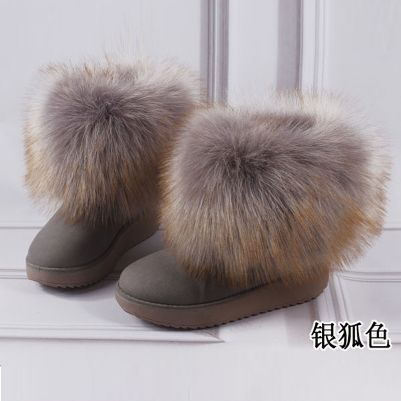 秋冬新款加厚靴套口鞋套口仿狐狸毛毛女仿皮草保暖配饰毛圈多色女