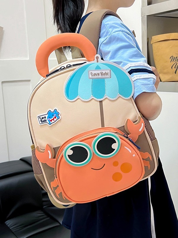 幼儿园书包童趣可爱小螃蟹双肩包大班男女童外出旅游轻便尼龙背包|undefined