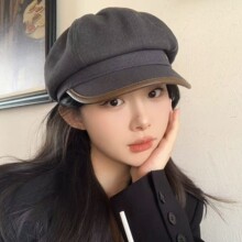 日系复古撞色贝雷帽子女秋冬英伦风显脸小报童帽文艺百搭画家帽潮