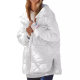 Cross-border Europe and the United States solid color fashion diamond lattice large pocket split cotton-padded jacket loose hooded long sleeve zipper warm coat