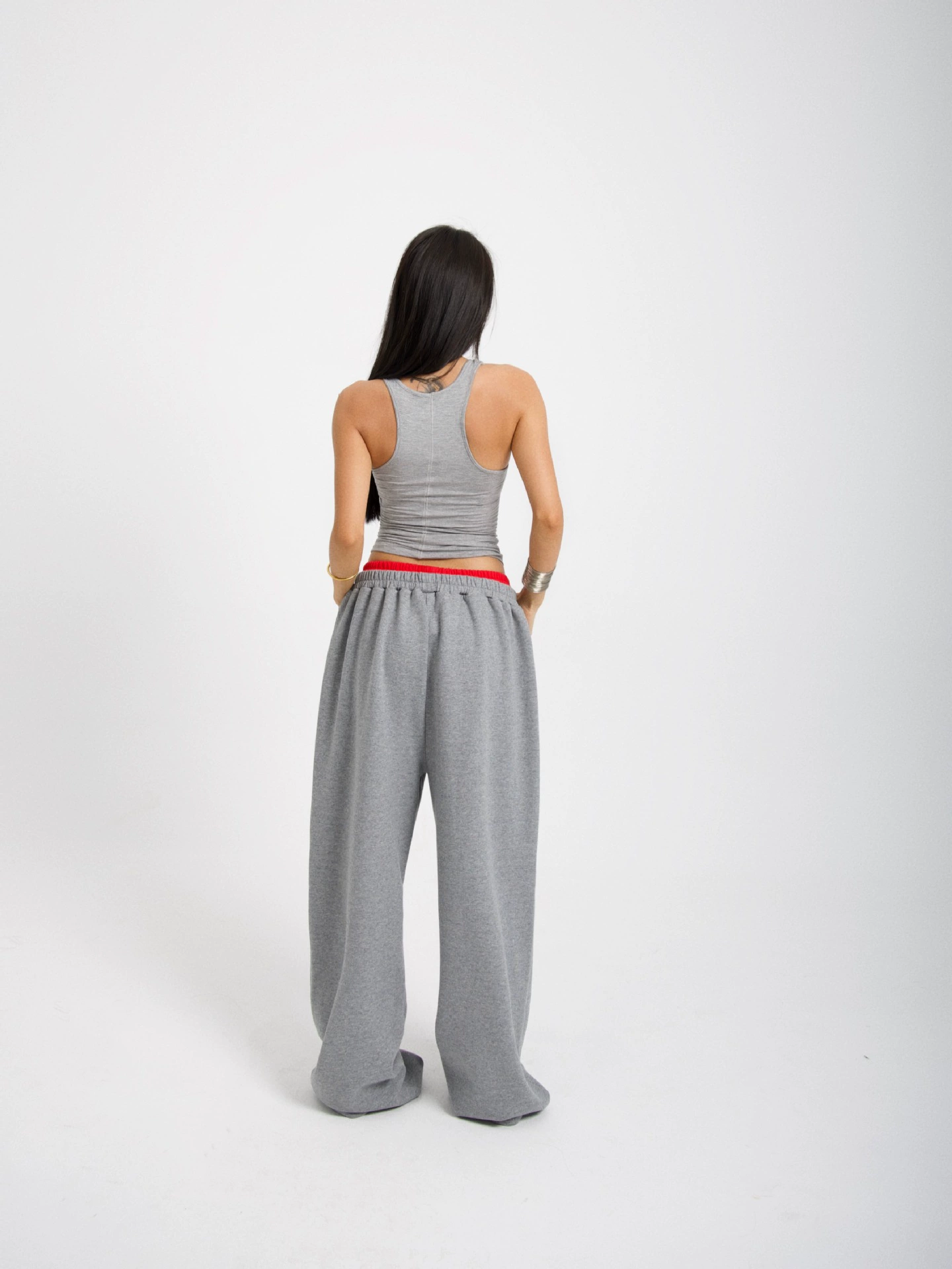Спортивные штаны oversize, осенний стиль, серые, размер XXL
