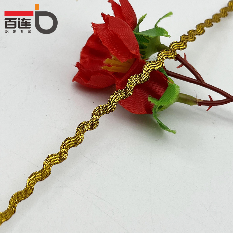 3-5mm oro y plata ola en forma de S borde curvo cortina de cinta de encaje ropa para niños accesorios de la boda accesorios de ropa DIY