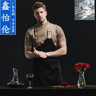 Hotel Chef Work Clothes Short-sleeved Men's Pure White Cotton Cake Shop Bread Coffee Western Restaurant Kitchen Baker Short-sleeved