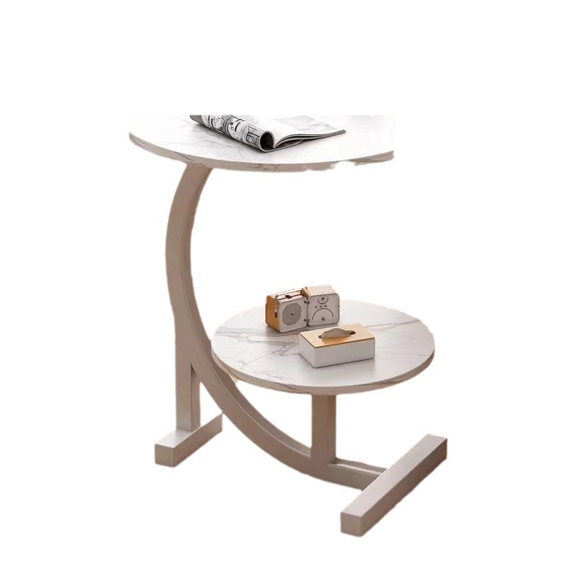Mesa de té pequeña personalizada redonda de doble capa moderna simple sofá gabinete lateral gabinete lateral dormitorio pequeña mesa de té personalizada