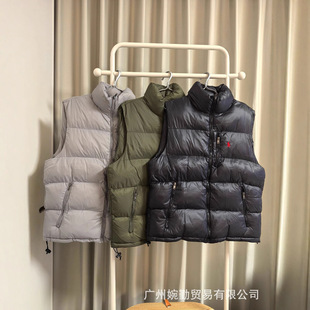 Cross-Border Foreign Trade Popular In-Stock Rl Laffy Pony Logo Men's and Women's American Style Autumn and Winter Stand Collar Warm Cotton Vest