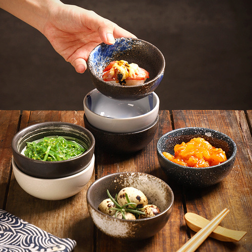 Cross-border Japanese ceramic dish small sauce soup bowl personalized dessert ice cream bowl restaurant hotel table home deep dish