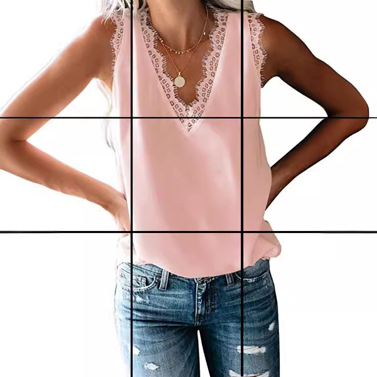 Amazon 2020 Summer cross-border solid color lace V-neck sleeveless women's top T plus size chiffon vest