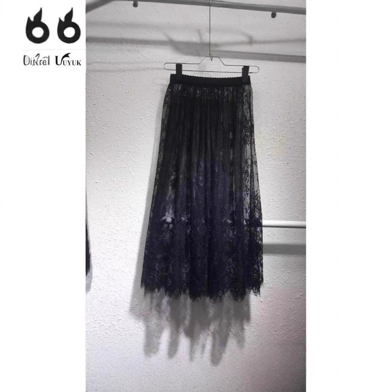 New Lace Skirt, Fashionable Mid-Length Mesh Transparent Skirt, Mid-Length Skirt, Versatile Bottoming Skirt, Petticoat White