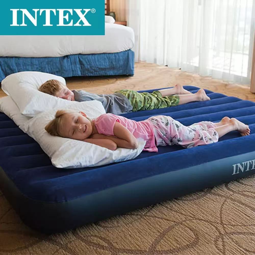 INTEX Inflatable Bed Camping Single Person Thickened Outdoor Air Cushion Bed Household Extra Large Flocking Lunch Break Inflatable Mattress