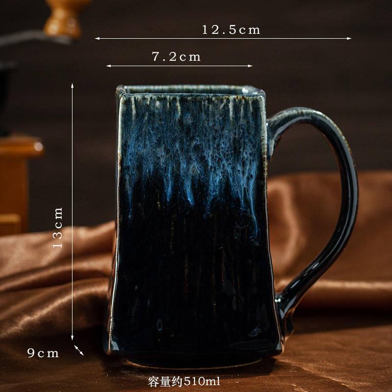 クリエイティブな窯変セラミックコーヒーカップ、大容量マグカップ、見栄えの良いホームオフィスウォーターカップ、朝食ビールカップ|undefined