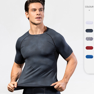 Men's 3D Stereo Printed Fitness Running Training Short-Sleeved Amazon Tight Elastic Sweat-Wicking Quick-Drying Clothing 4023