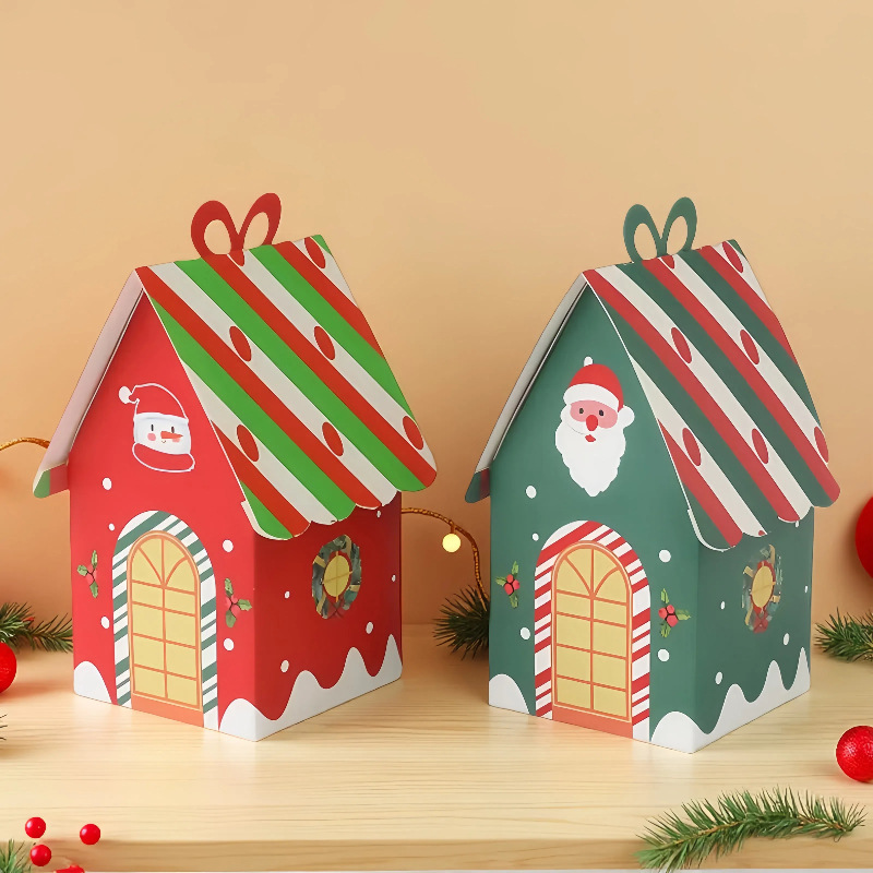 2025 レトロヨーロッパクリスマス小さな家の箱漫画の家ギフトギフトボックスチョコレートキャンディ包装箱|undefined