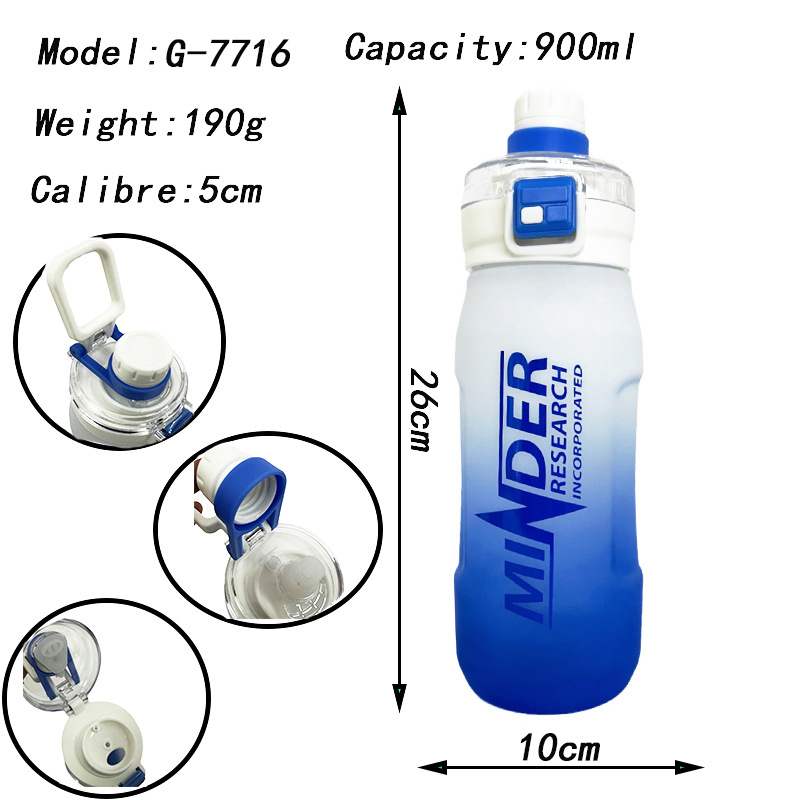 estudiantes de alto valor facial portátiles de acondicionamiento físico botella de agua al aire libre de gran capacidad de color gradiente taza de plástico doble bebida