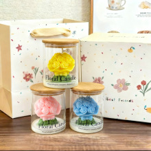 玫瑰花束杯蜡香薰蜡烛ins氛围感情人节日礼物花朵香薰玻璃杯蜡