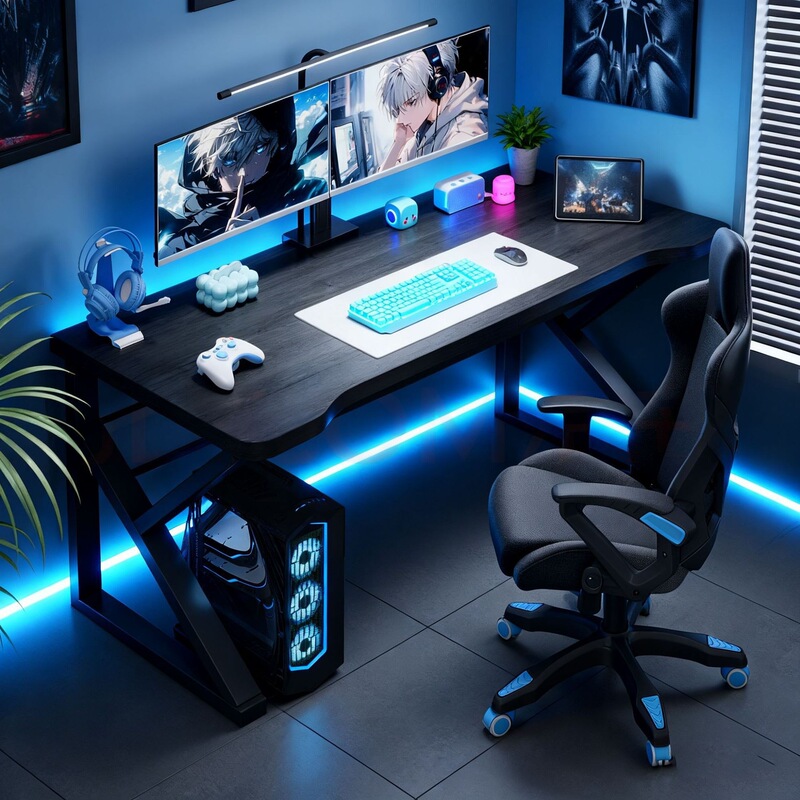 Desktop Computer Desk, Home Gaming Desk and Chair Set, Simple Bedroom Table, Office Desk, Study Desk, Rental House Gaming Table