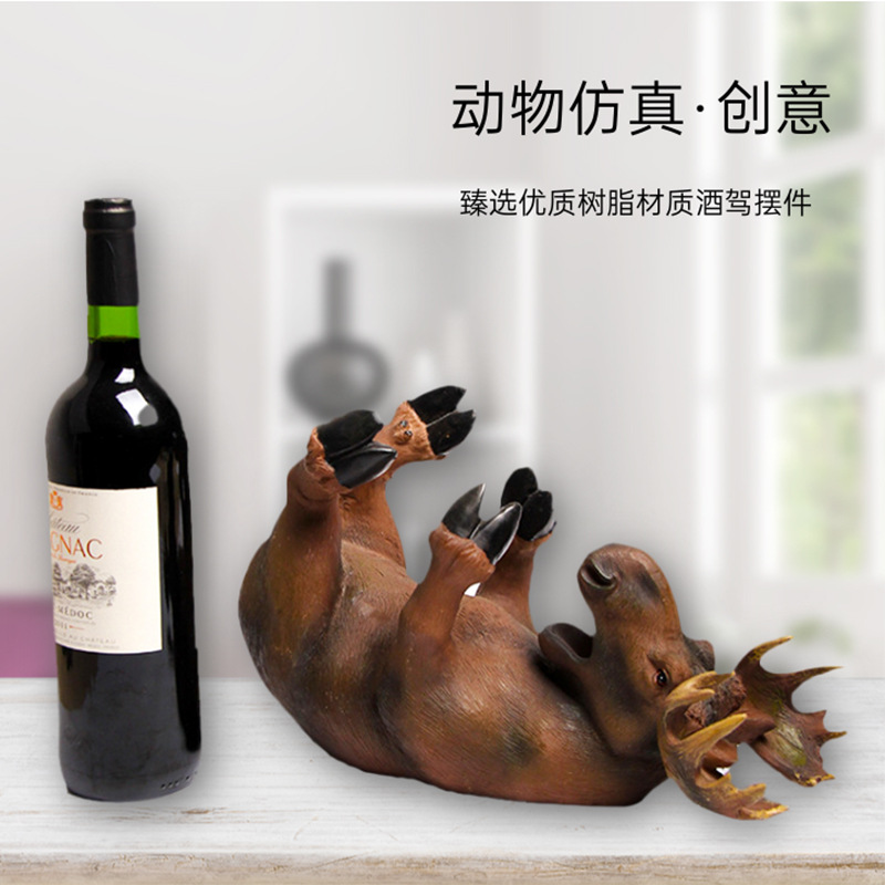 Sala de estar creativa animal cabeza de ciervo alce vino tinto estante de vino muebles para el hogar gabinete de vino decoración decoración hogar soporte de vino oficina
