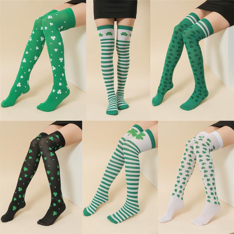 Amazon In-Stock Irish Day Thigh-High Socks St. Patrick's Day Long Socks Clover Print Stocking Design Amazon In-Stock Irish Day Thigh-High Socks St. Patrick's Day Long Socks Clover Print Stocking Design