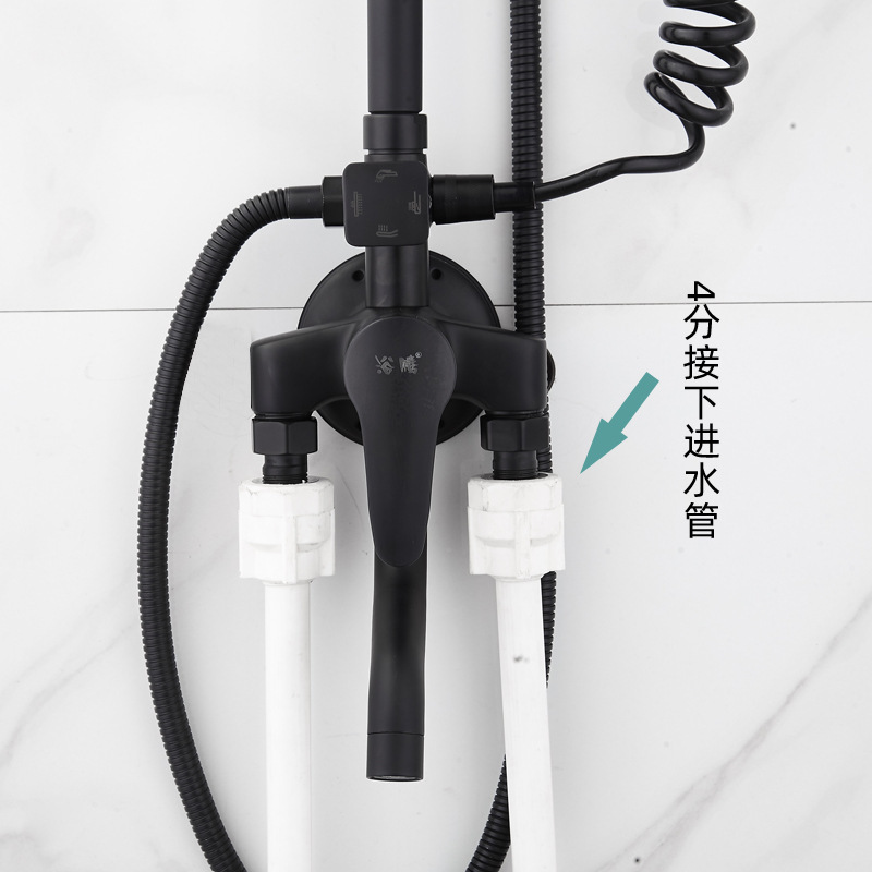 Temperatura constante negra cubierta clara ducha de ducha conjunto de boquilla presurizada cobre todo el baño directo espacio de aluminio temperatura constante ducha